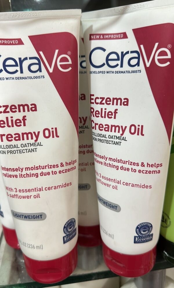 CeraVe Eczema Relief Creamy Body Oil, Eczema Calming Cream With Colloidal Oatmeal & Safflower Oil For Dry Skin & Itchy Skin Relief, Steroid Free & Paraben Free, 8 Ounce